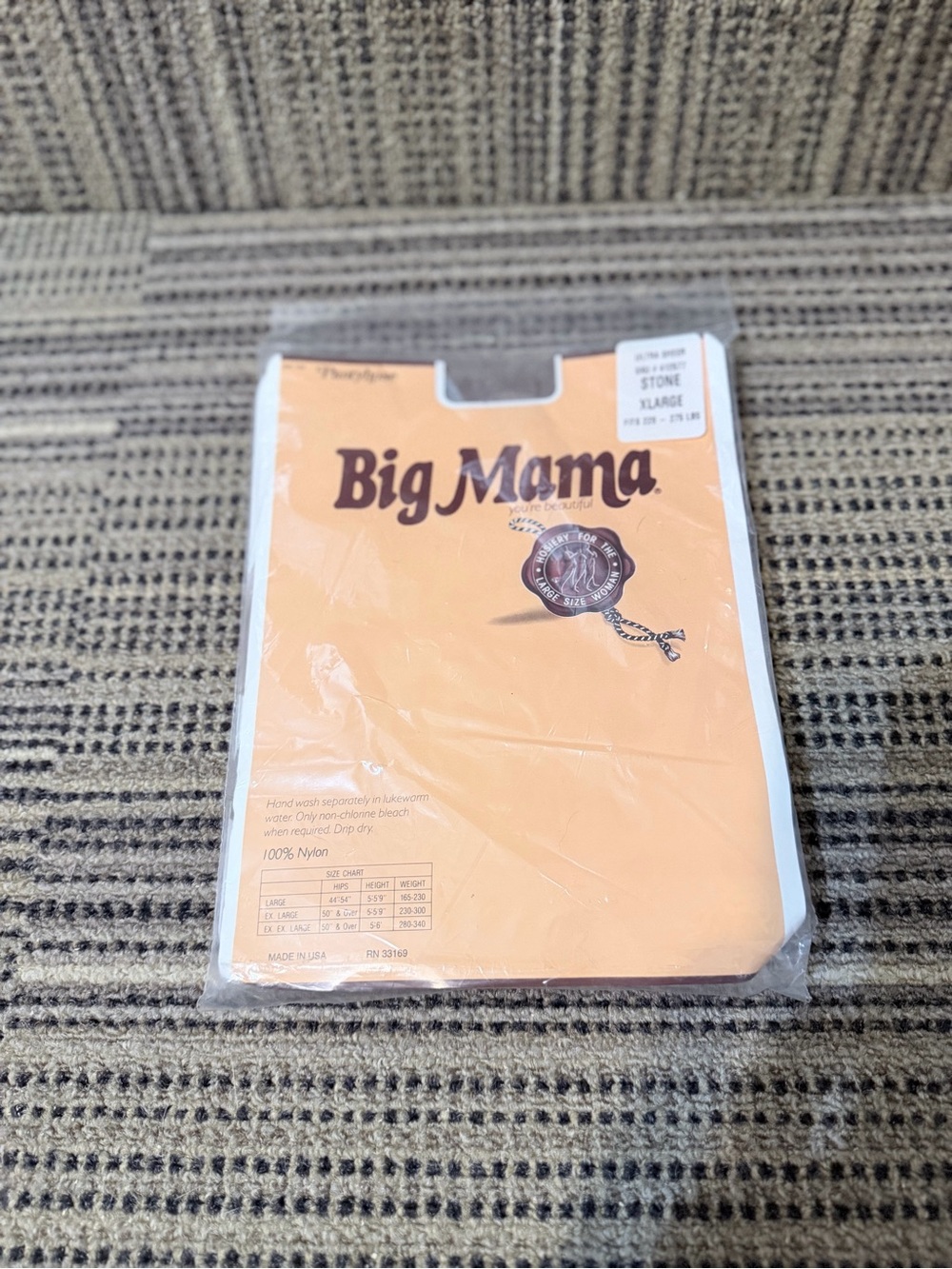Big Mama Ultra Sheer Hosiery in Stone XL